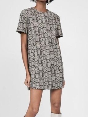 Zara Snake-Print Mini Dress - Gray